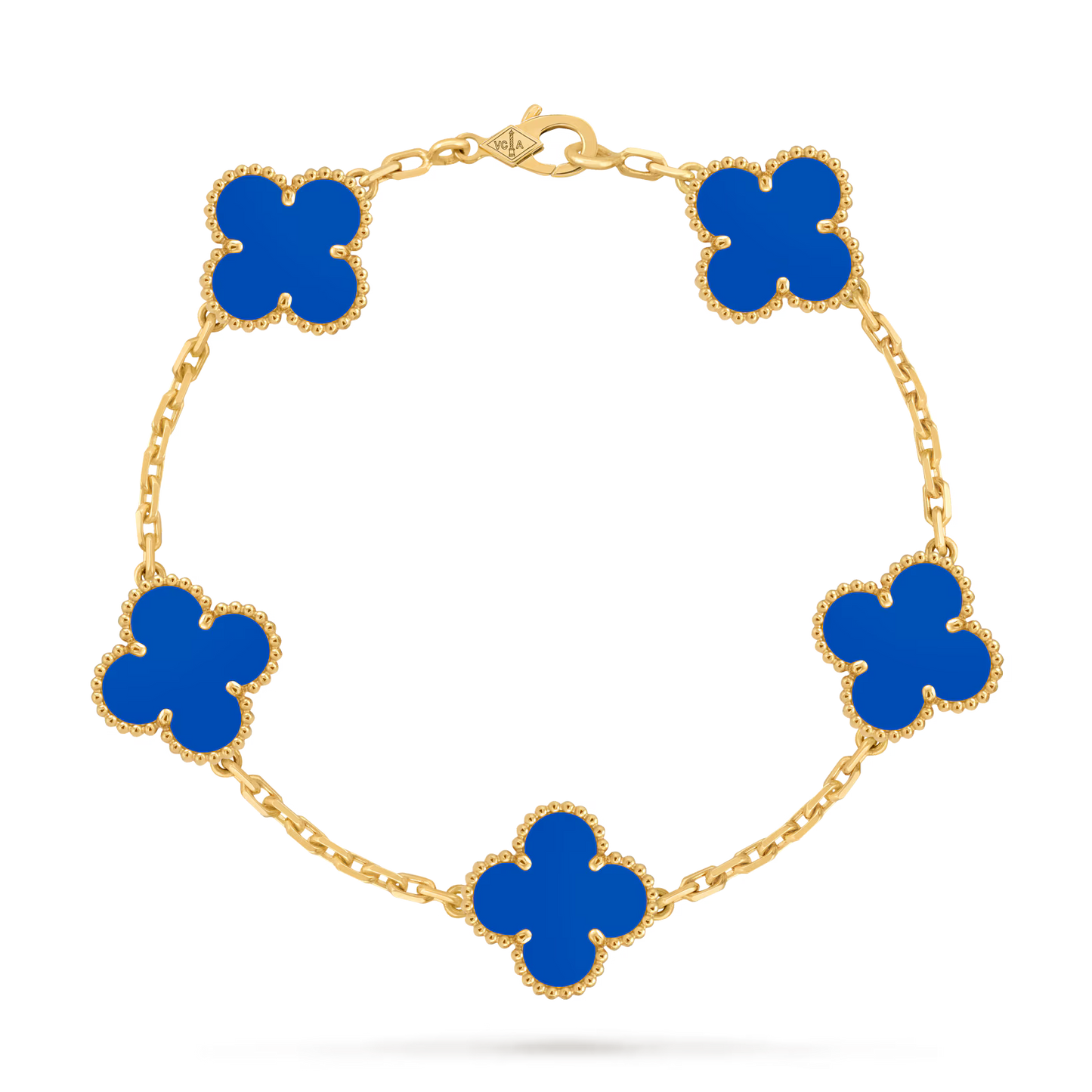 bracelet trèfles dorés bleu