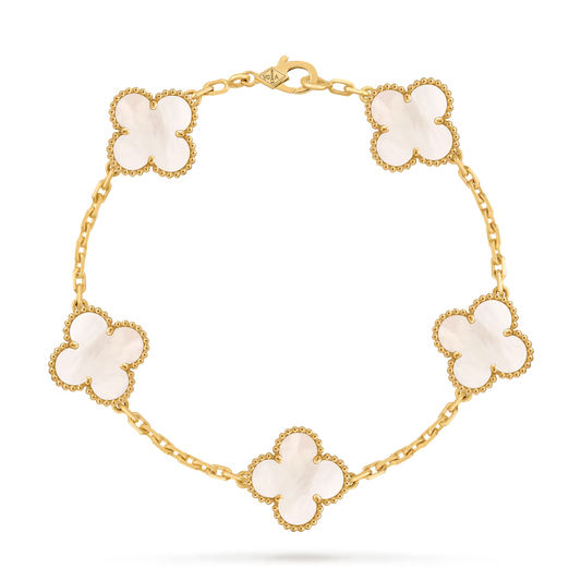 bracelet trèfles dorés blanc