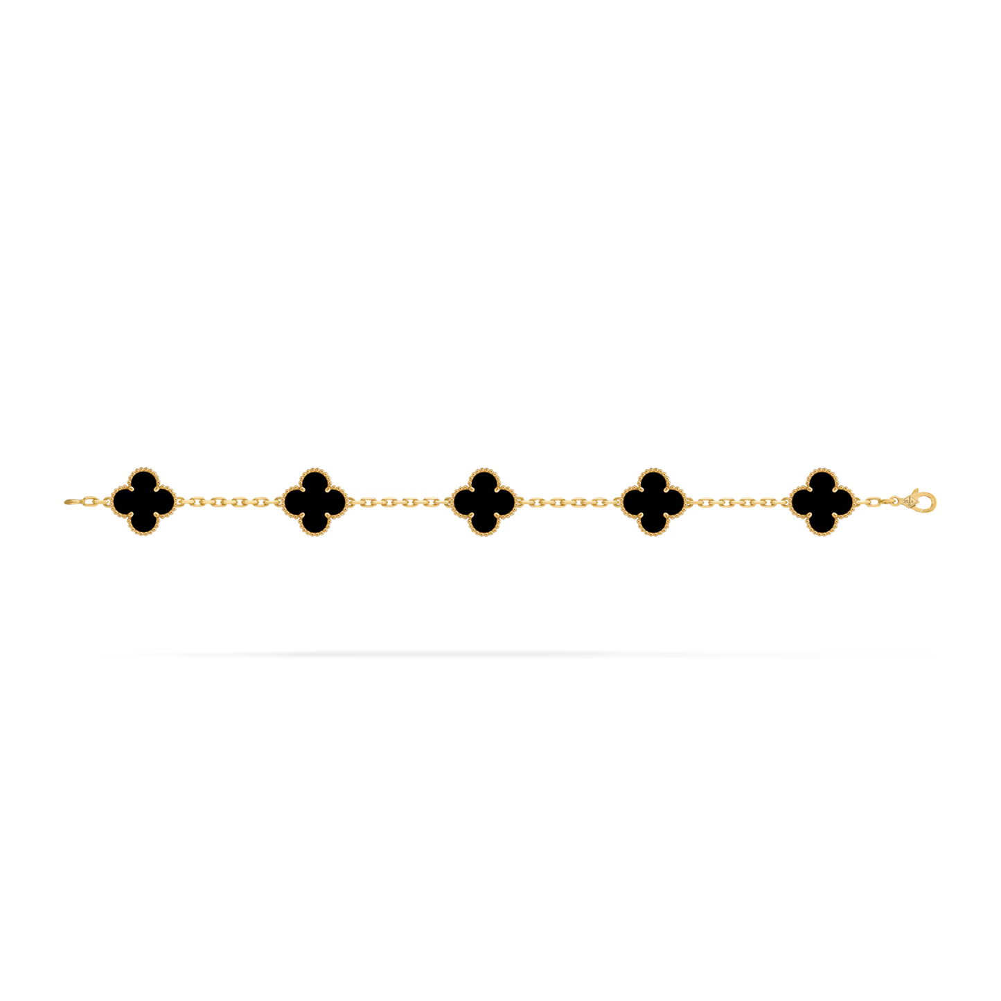 bracelet trèfles dorés noir