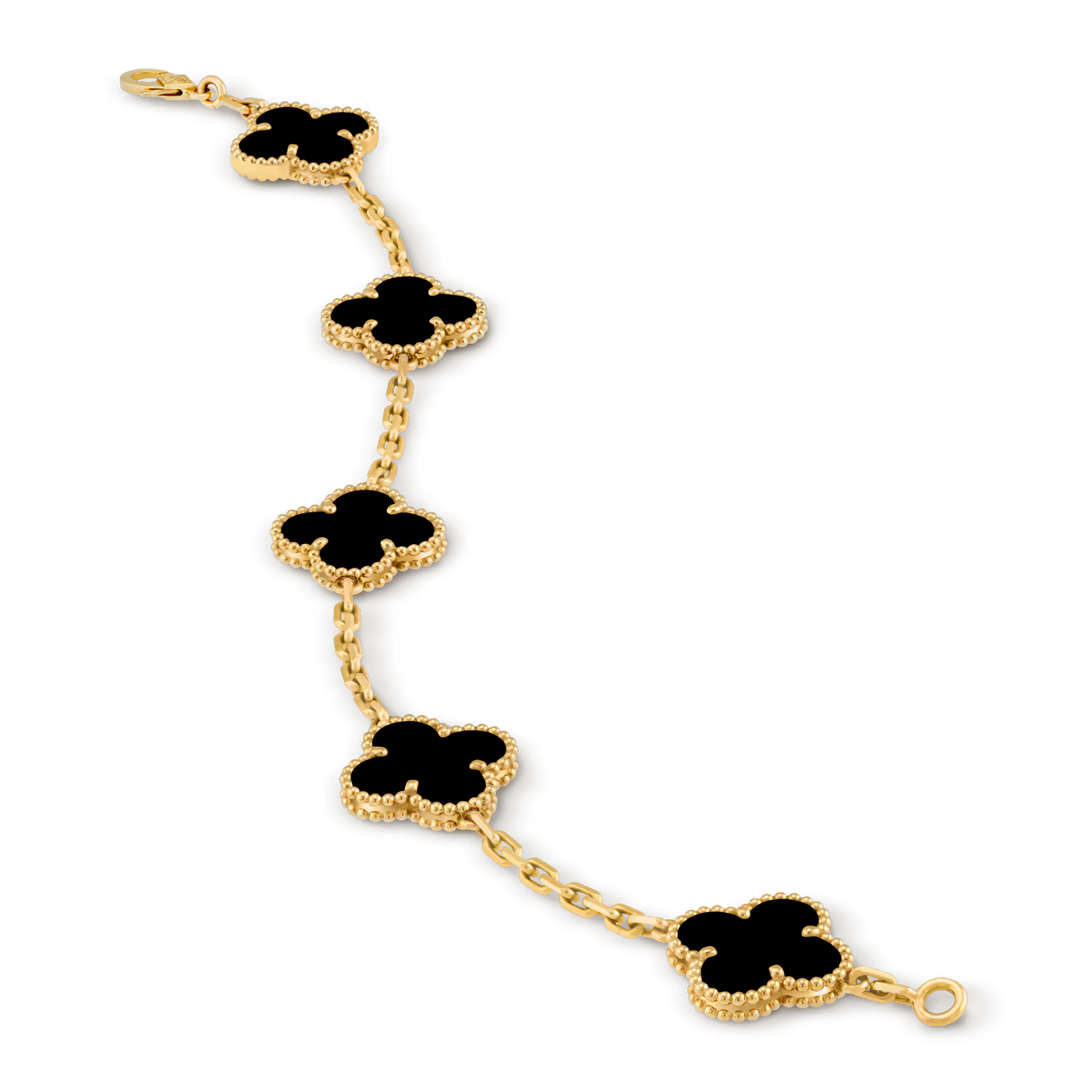 bracelet trèfles dorés noir