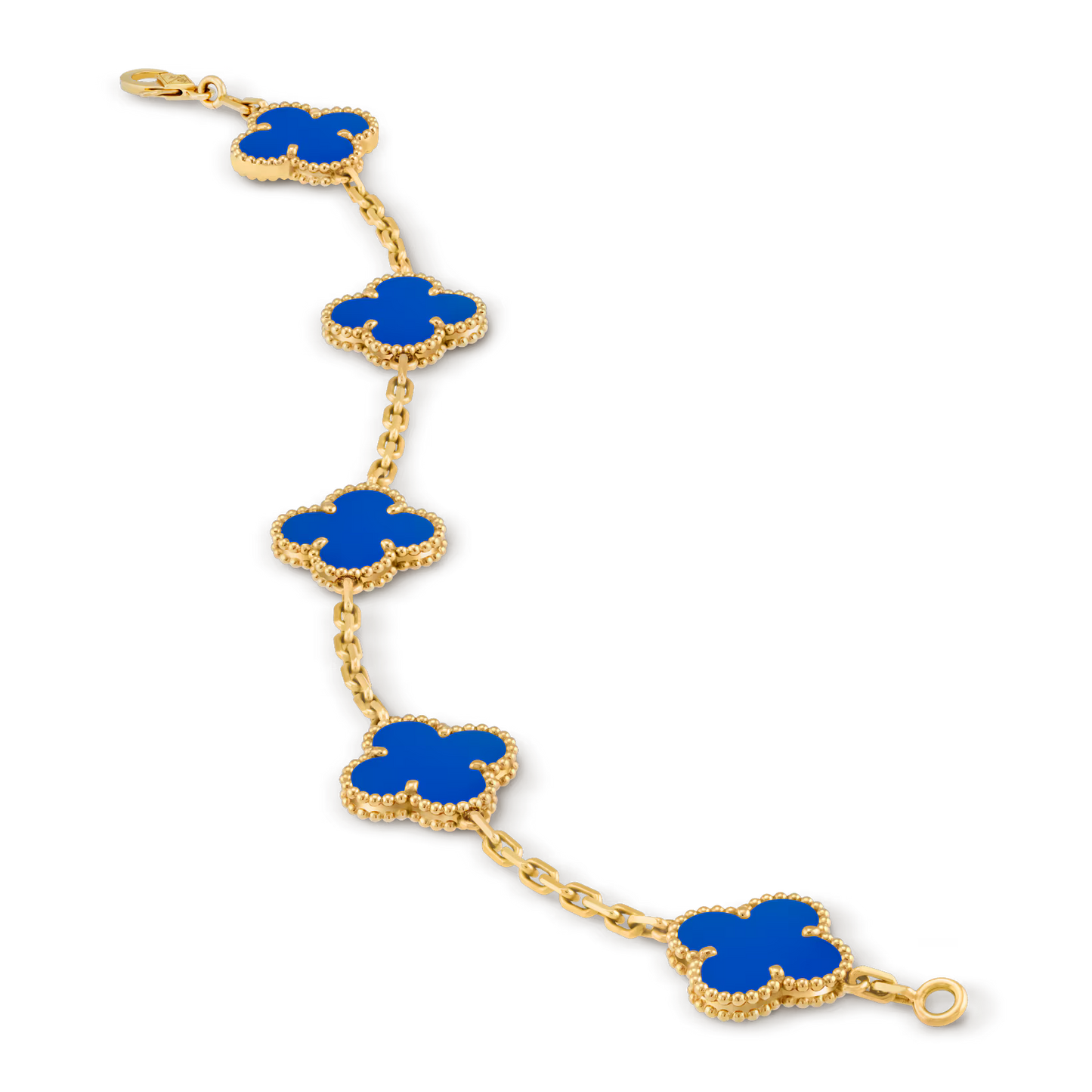 bracelet trèfles dorés bleu