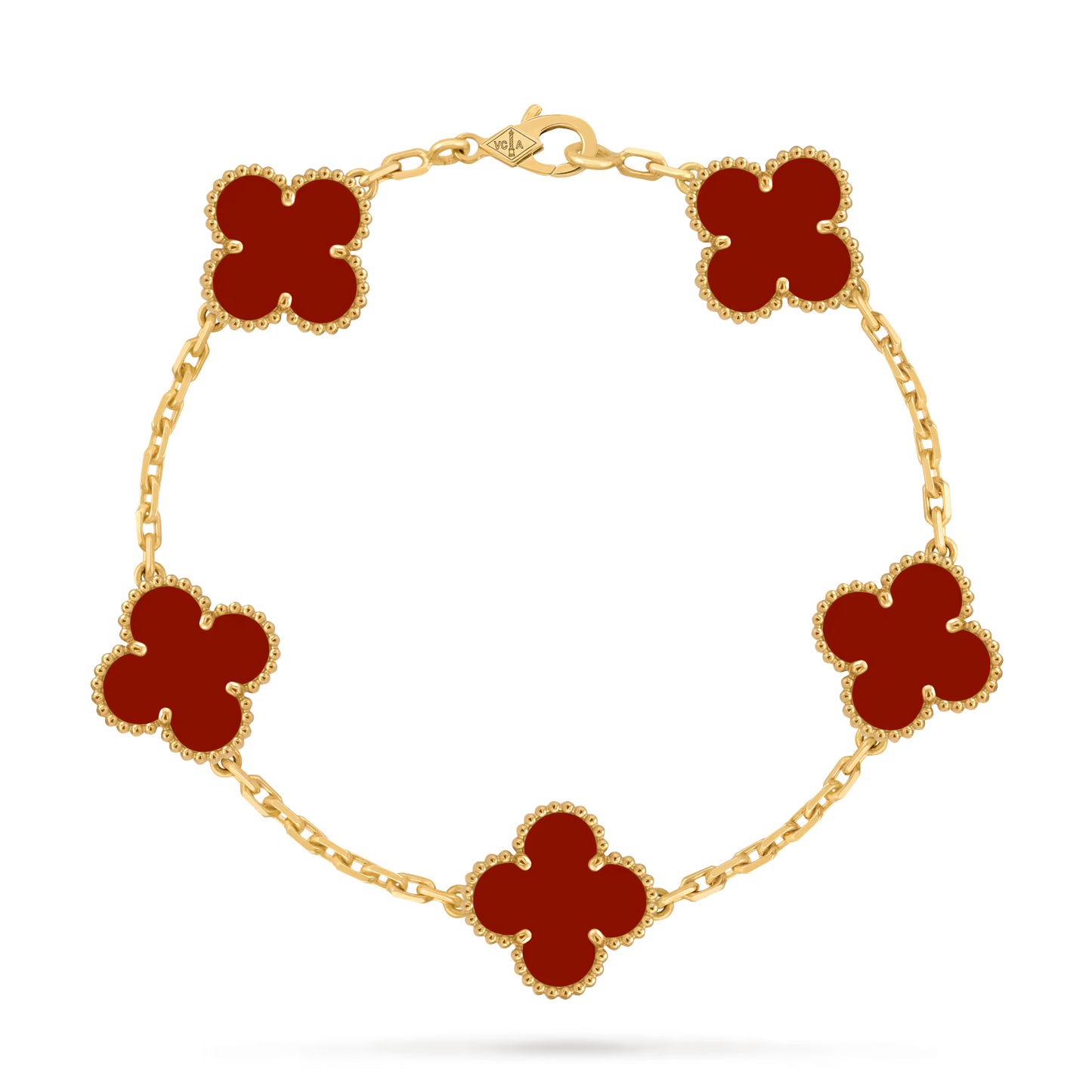 bracelet trèfles dorés rouge