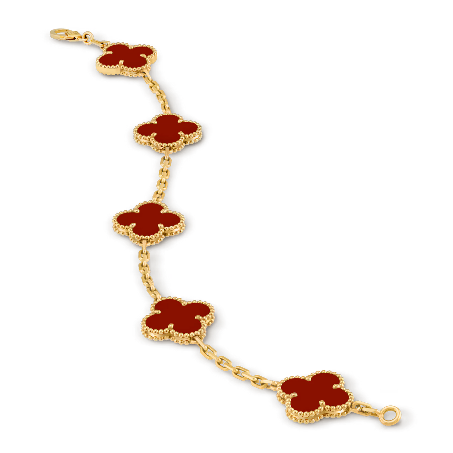 bracelet trèfles dorés rouge